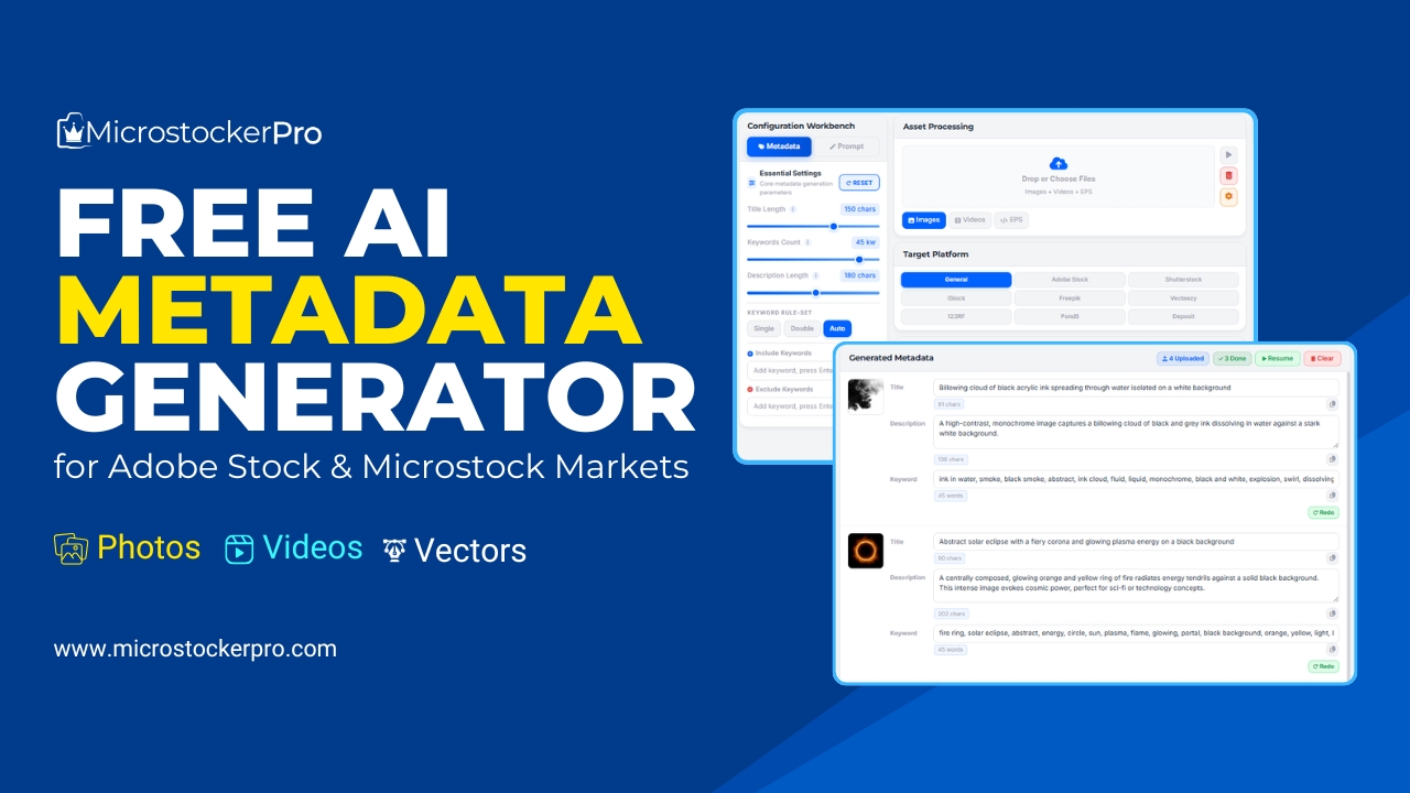 Free AI Metadata Generator for Adobe Stock & Microstock Markets