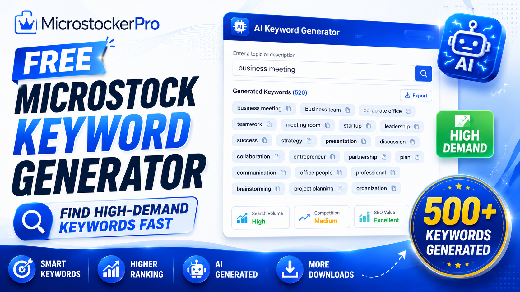 Free Microstock Keyword Tool & Microstock Metadata Generator